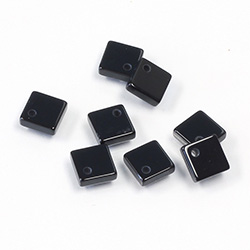 Gemstone Flat Back Flat Top Drilled - Square 06x6MM BLACK ONYX