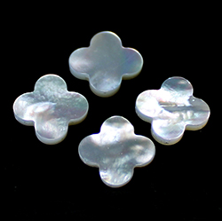 Shell Flat Back Flat Top Straight Side Stone - 4-Leaf Clover 12.85mm - WHITE MOP