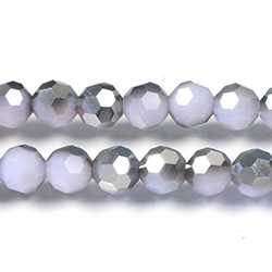 Chinese Cut Crystal Bead 32 Facet - Round 08MM PURPLE with HALF SILVER