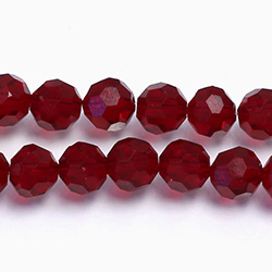 Chinese Cut Crystal Bead 32 Facet - Round 08MM SIAM RUBY