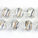 Chinese Cut Crystal Bead - Rondelle 10x12MM LEOPARD WHITE with GOLD