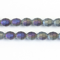 Chinese Cut Crystal Bead - Oval 07x5MM MATTE BLACK DIAMOND AB