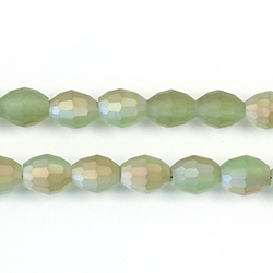 Chinese Cut Crystal Bead - Oval 07x5MM MATTE PERIDOT 1/2 LUMI