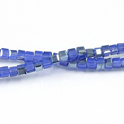 Chinese Cut Crystal Bead 30 Facet - Cube 02.5x2.5MM BLUE OPAQUE with LUMI Coat