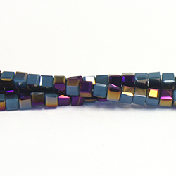 Chinese Cut Crystal Bead 30 Facet - Cube 02.5x2.5MM CAPRI OPAQUE with 1/2 Coat METALLIC PURPLE