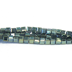 Chinese Cut Crystal Bead 30 Facet - Cube 02.5x2.5MM CRYSTAL 1/2 GREEN TRANSFER COAT