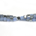 Chinese Cut Crystal Bead 30 Facet - Cube 02.5x2.5MM OPAL BLUE 1/2 LUMI