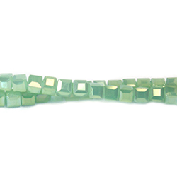 Chinese Cut Crystal Bead 30 Facet - Cube 02.5x2.5MM OPAL CHRYSOLITE LUMI