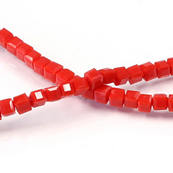 Chinese Cut Crystal Bead 30 Facet - Cube 02.5x2.5MM RED