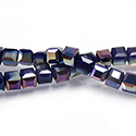 Chinese Cut Crystal Bead 30 Facet - Cube 04.5x4.5MM DARK BLUE AB