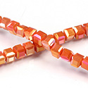 Chinese Cut Crystal Bead 30 Facet - Cube 04.5x4.5MM CORAL AB