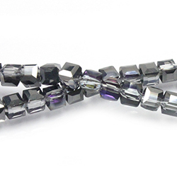 Chinese Cut Crystal Bead 30 Facet - Cube 04x4MM CRYSTAL 1/2 TWILIGHT COAT