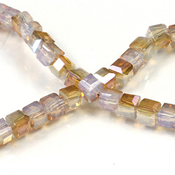 Chinese Cut Crystal Bead 30 Facet - Cube 04.5x4.5MM ROSE TWILIGHT