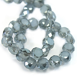 Chinese Cut Crystal Bead Disc Side Drilled - Round 03x6MM CRYSTAL GREEN TRANSFER Coated with Frosted Table