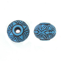 Plastic Bead Engraved Morrocan - 16x12MM ANTIQUE TURQUOISE