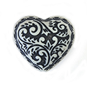 Plastic Bead Engraved Heart - 26x24MM ANTIQUE IVORY