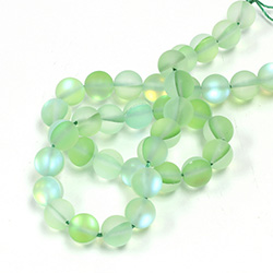 Mystic Sea Quartz Bead - Smooth Round 08MM MATTED SEA GREEN with AB Coating