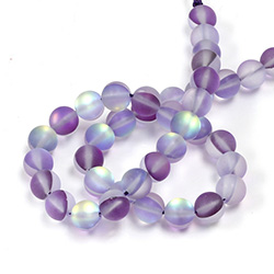 Mystic Sea Quartz Bead - Smooth Round 08MM MATTED SEA LAVENDER with AB Coating