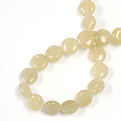 Gemstone Bead - Smooth Round Lentil 10MM Dyed QUARTZ Col. 05 BEIGE