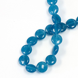 Gemstone Bead - Smooth Round Lentil 10MM Dyed QUARTZ Col. 21 TEAL