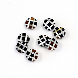 Gemstone Flat Back Flat Top Straight Side INLAY DESIGN - Criss Cross Round 07MM ONYX/MOP