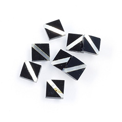 Gemstone Flat Back Flat Top Straight Side INLAY DESIGN - Diagonal Stripe Square 07x7MM BLACK ONYX/MOP