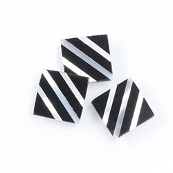 Gemstone Flat Back Flat Top Straight Side INLAY DESIGN - Diagonal Stripe Square 13MM ONYX/MOP