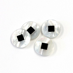 Gemstone Flat Back Flat Top Straight Side INLAY DESIGN - Round 12.4MM MOP/ONYX