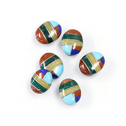 Gemstone Flat Back Inlay Buff Top Straight Side Stone - Oval 10x8MM MULTI COLOR