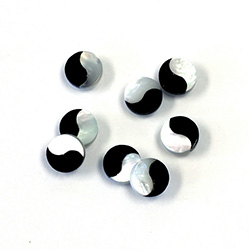 Gemstone Flat Back Flat Top Straight Side INLAY DESIGN - Yin Yang  Round 07MM ONYX Glass /MOP Shell