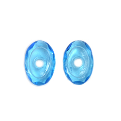 Japanese Glass Stone with faceted Edge and Center Hole.- Oval 16x11MM outside diameter with 10x7MM Recess. AQUAMARINE