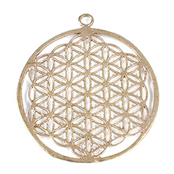 Metal Filigree Link Pendant - Flat Round 42MM BRASS