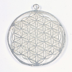 Metal Filigree Link Pendant - Flat Round 42MM SILVER