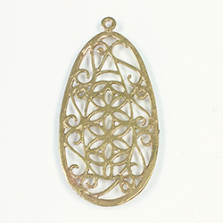 Metal Filigree Flat Pendants - Flat Pear 40x24MM BRASS