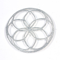 Metal Filigree Link Connector - Flat Round 41MM SILVER