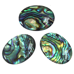 Shell Flat Back Epoxy Coated Buff Top Stone - Oval 18x13MM PAUA GREEN