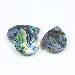 Shell Pendant - Smooth Flat Pear 22x16MM ABALONE Dyed PAUA BLUE