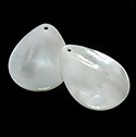 Shell Pendant - Smooth Flat Pearshape 30x22MM WHITE MOP