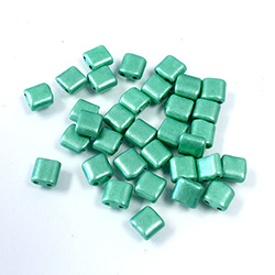 Preciosa Czech Glass 2-Hole Seed Bead - Karo 5x5MM 16756 LT GREEN