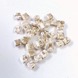 Preciosa Czech Glass 2-Hole Seed Bead - Karo 5x5MM 34401 AGATE IVORY