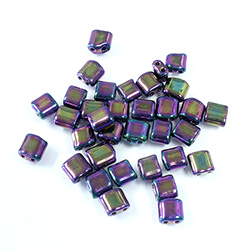 Preciosa Czech Glass 2-Hole Seed Bead - Karo 5x5MM 59195 IRIS PURPLE