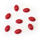 Plastic Flat Back Opaque Cabochon - Oval 06x4MM RED