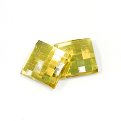 Plastic Flat Back Foiled Checkerboard Rhinestone - Square 19x19MM JONQUIL