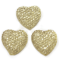 Plastic Flat Back Foiled Stone with Pave Top - Heart 18MM JONQUIL