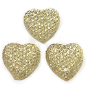 Plastic Flat Back Foiled Stone with Pave Top - Heart 18MM JONQUIL