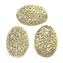 Plastic Flat Back Foiled Stone with Pave Top  - Oval 18x13MM JONQUIL