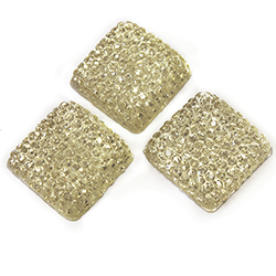 Plastic Flat Back Foiled Stone with Pave Top  - Square 18x18MM JONQUIL