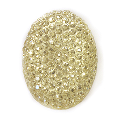 Plastic Flat Back Foiled Stone with Pave Top - Oval 25x18MM JONQUIL