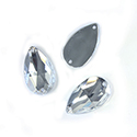 Plastic Flat Back 2-Hole Foiled Sew-On Stone - Pear 20x12MM CRYSTAL Full Faceted Top