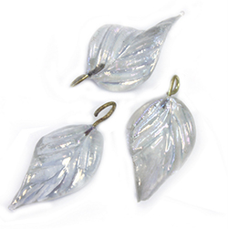 Glass Pendant Leaf with Brass Loop 24x14MM CRYSTAL AB